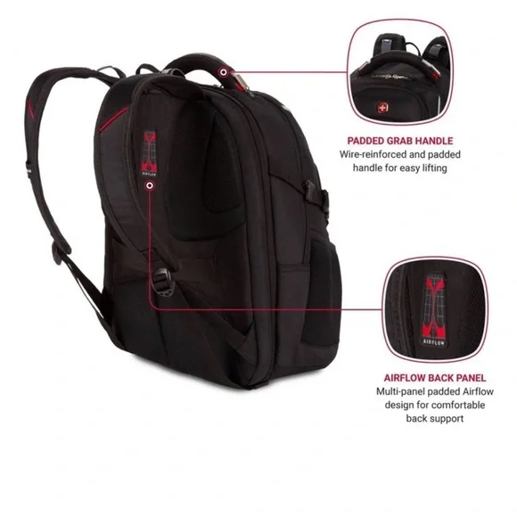 SwissGear Black and Gray Travel Backpack - Picture 4 of 12